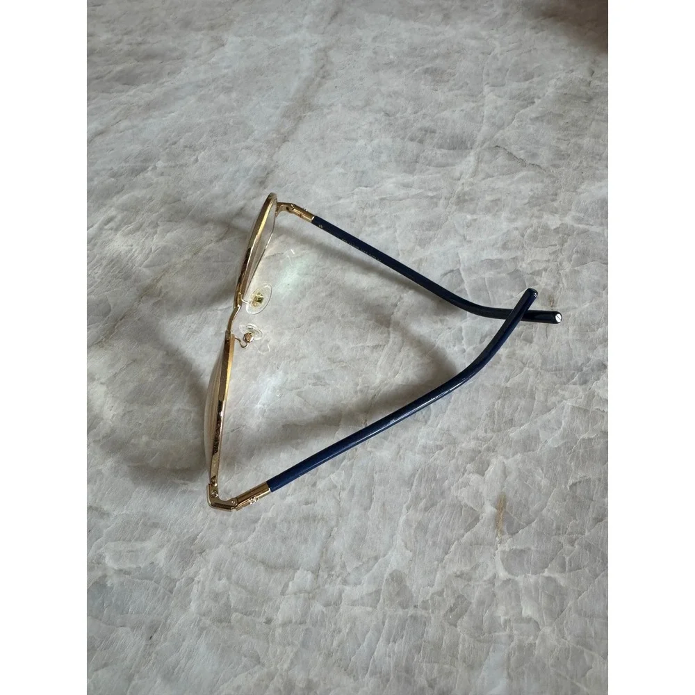 Tory Burch Navy Gold Cateye Full Rim Metal Glasses Eyeglasses‎ Frame Women
